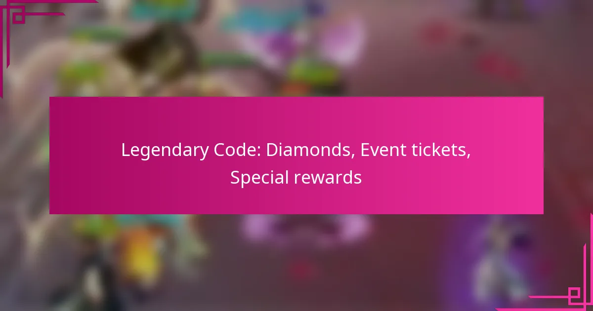Legendary Code: Diamonds, Event tickets, Special rewards