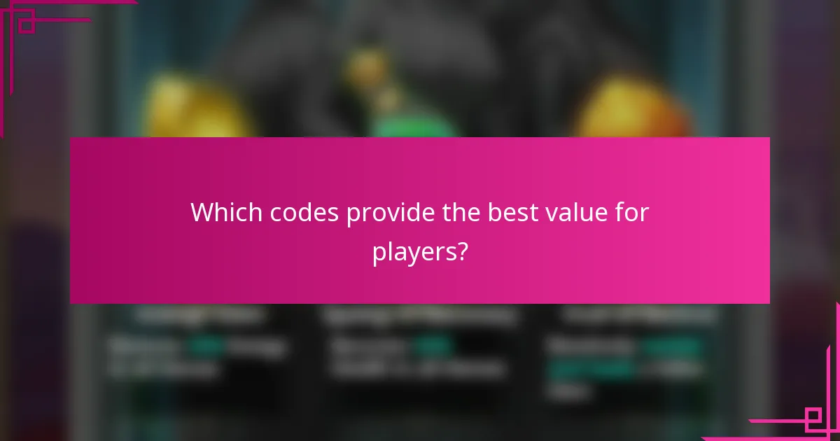 Which codes provide the best value for players?