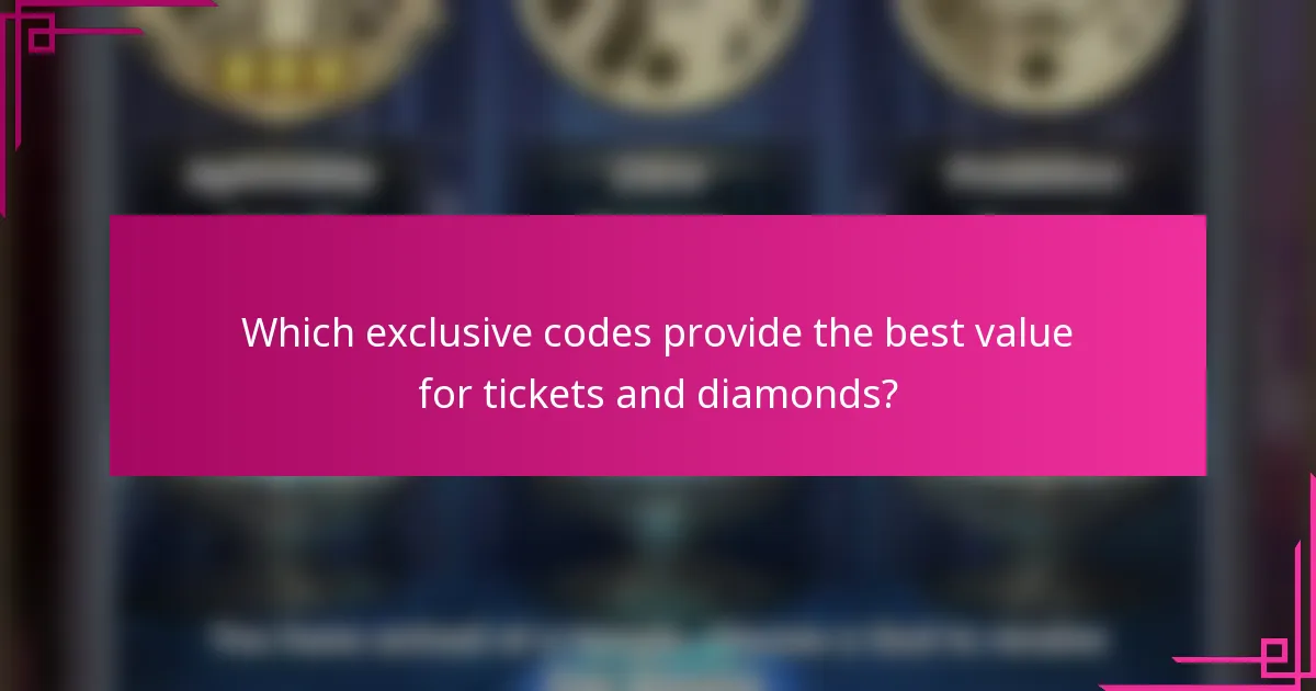 Which exclusive codes provide the best value for tickets and diamonds?